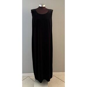 Dressbarn Maxi Dress Sz 16W Black Velvet Whimsigoth Vamp Witchy Cocktail Party